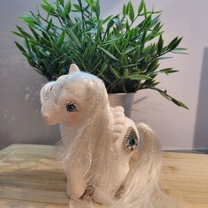 White Pony Figurine with Silver Mane